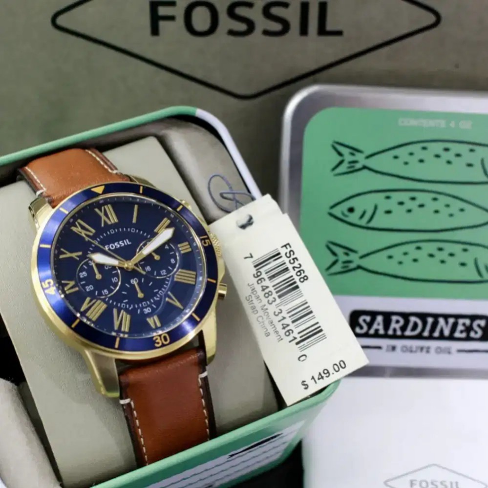 Fossil FS5268 Men's Quartz Grant Sport Chronograph Brown Leather Strap Watch