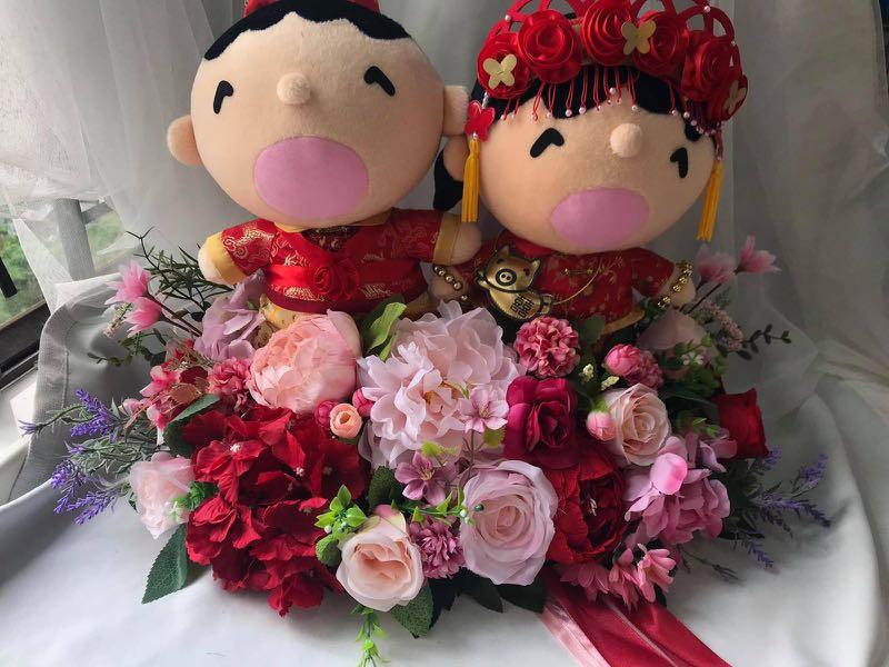 結婚花車花球車花好新結婚公仔中式結婚公仔大口仔wedding 公仔連花 傢俬 家居 廚具和餐具 茶具配件 Carousell