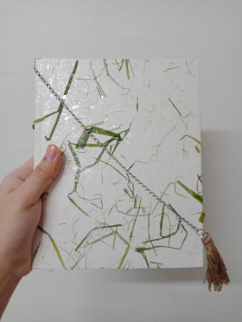 Bamboo Leaves Journal with Tassel Bookmark (Category: Stationery & School Supplies) located in Batangas. Submitted by rolcasos (Listing ID 1062466701, Image 1). Description: Record your thoughts, reflections, ideas, and notes in this eco-friendly journal with tassel bookmark. Also great to use as a sketchbook. Great for your own use or to give as a gift. 8" x 6.5" (20.5 x 16.5 cm) 80 Blank sheets 100% recycled paper.