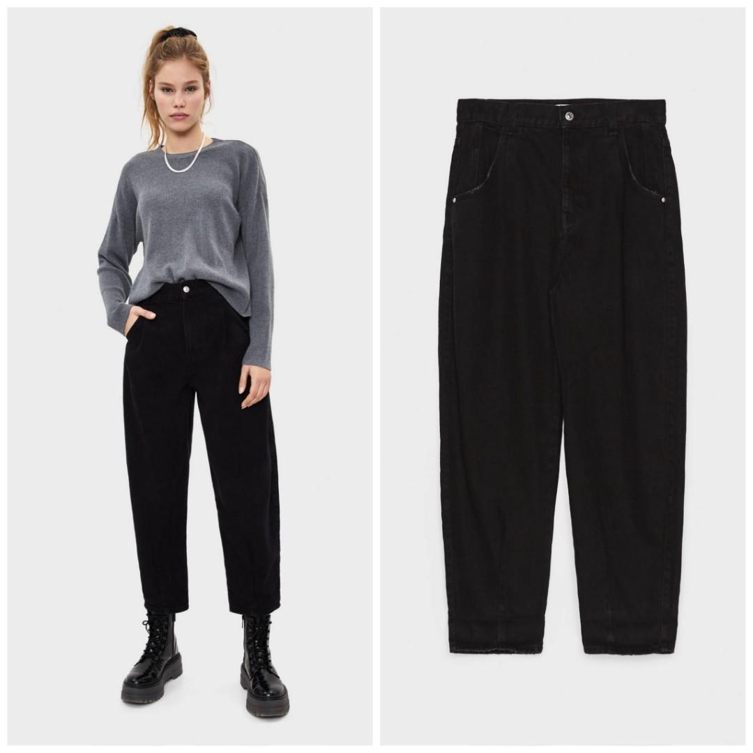 Bershka Balloon Fit Denim, Fesyen Wanita, Pakaian Wanita, Bawahan di  Carousell