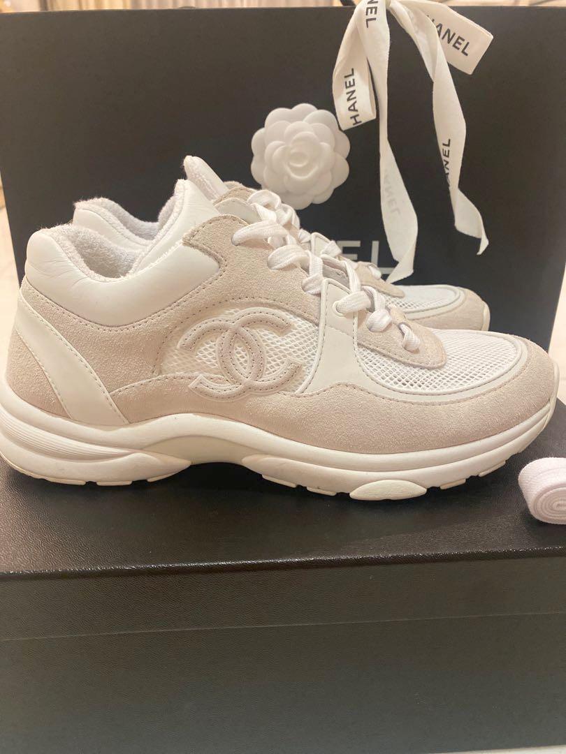 Chanel CC Logo High Low Sneaker White Pink Suede Leather  The Luxury  Shopper