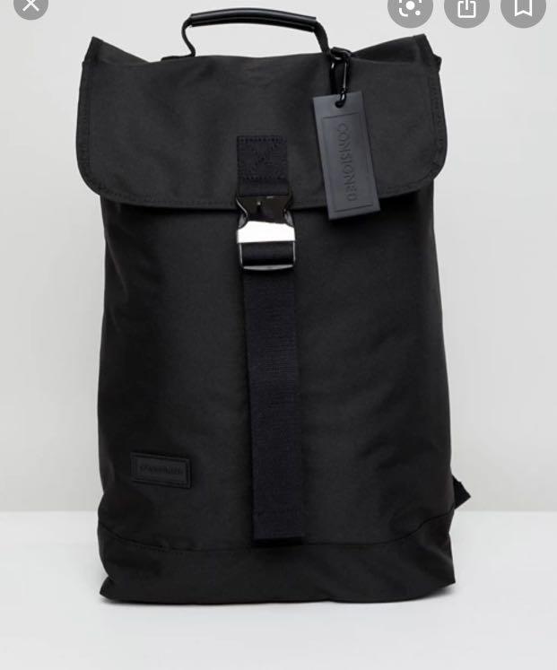 Consigned clip backpack in black