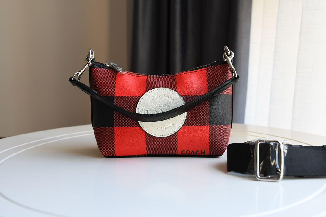 dempsey tote 40 with buffalo plaid print and coach patch
