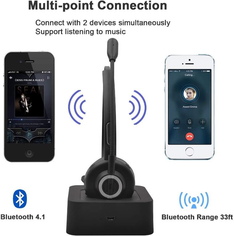 Bluetooth Headset with Microphone and Charging Base M97