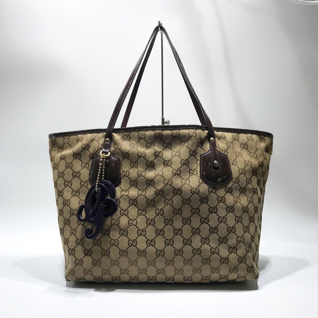 Gucci 211975 Black Patent Monogram Tote Bag / 207015021 !, Luxury 