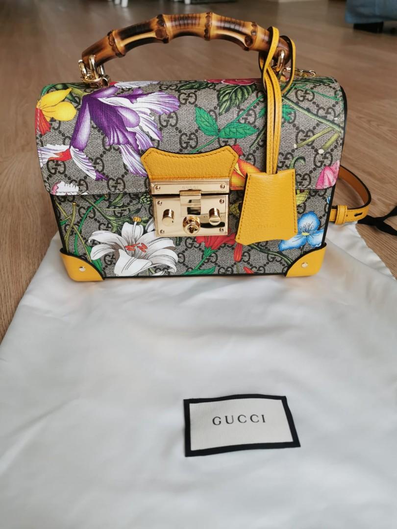 Padlock gg flora small bamboo shoulder bag outlet