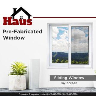 HAUS Pre-Fabricated 2-Panel Sliding Window - Using 6mm Ordinary Clear Glass, Ordinary Crescent Lock with Profile Screen