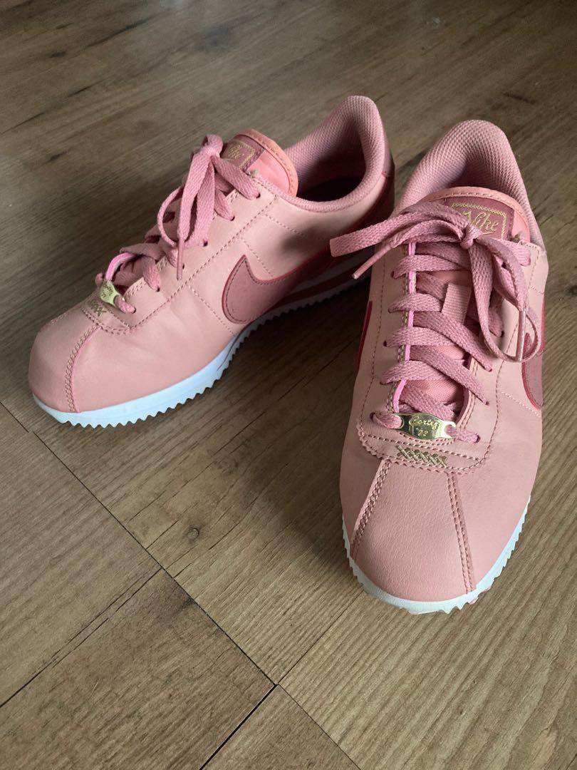 Nike Cortez Premium Embroidered Heart Sneakers Shoes - like - pink peach glitter cross stitch sweet, Women's Fashion, Footwear, Sneakers on Carousell