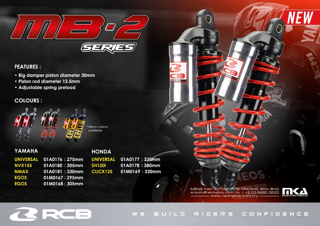 Racing Boy Mb2 Series Dual Shock Absorbers Yamaha Aerox Nvx 155 Nmax Motorcycles Motorcycle Accessories On Carousell
