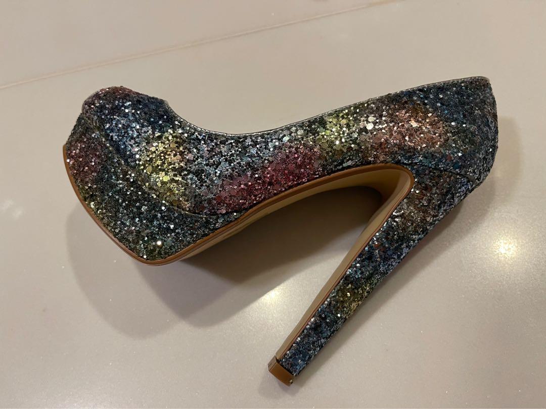 Glitter platform cheap pumps