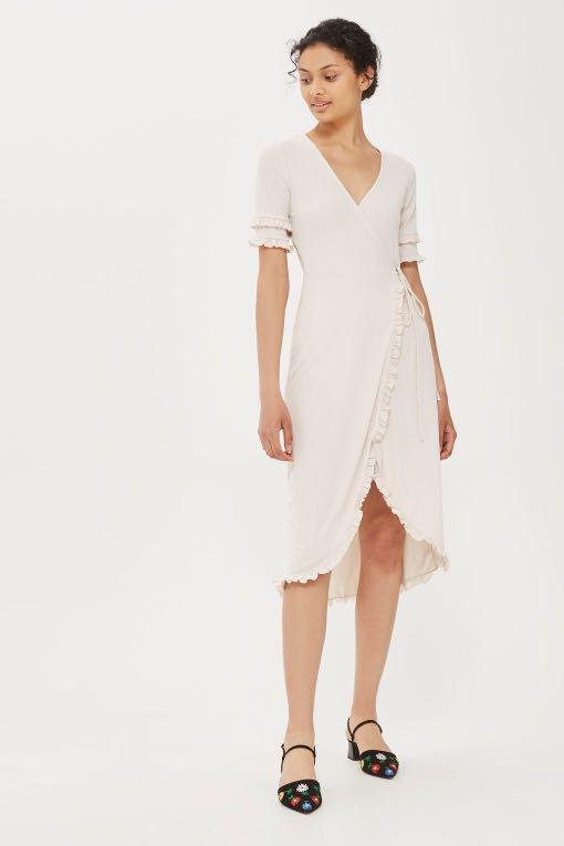 Topshop white wrap dress discount