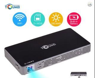 TOUMEI Mini Portable Smart Projector DLP 1080P Supported 250 ANSI Lumens 2+16GB Dual-band WiFi & BT