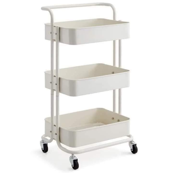 Trolley Cart (Category: Food Organization & Storage) located in Quezon City. Submitted by kutiekath (Listing ID 1062399616, Image 2). Description: 3 layer trolley Cart Pink White Black Green Available color..