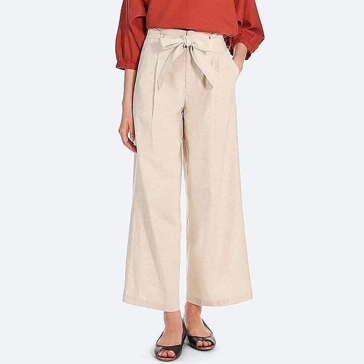 Uniqlo belted linen pants top