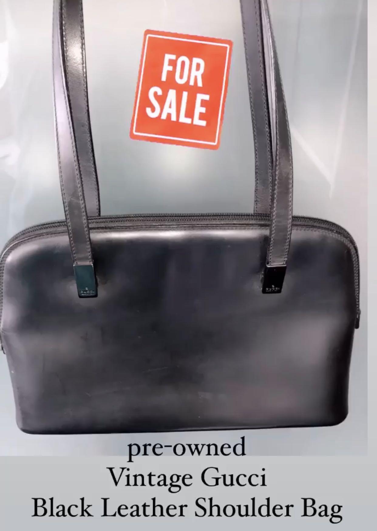 Vintage Gucci Black Leather Shoulder Bag, Luxury, Bags u0026 Wallets on  Carousell