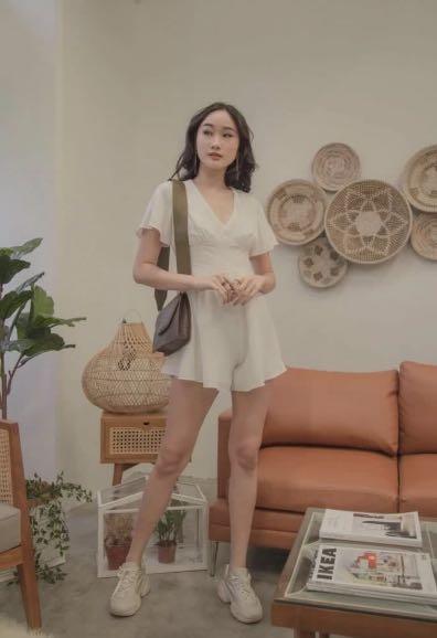 YHF Heartthrob romper in white, Women's Fashion, Dresses & Sets, Rompers on Carousell