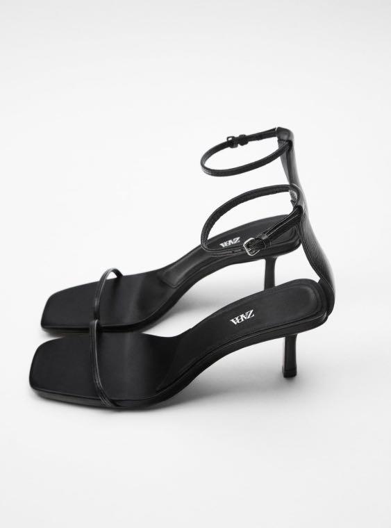Zara minimalist heeled leather sandals Clearance