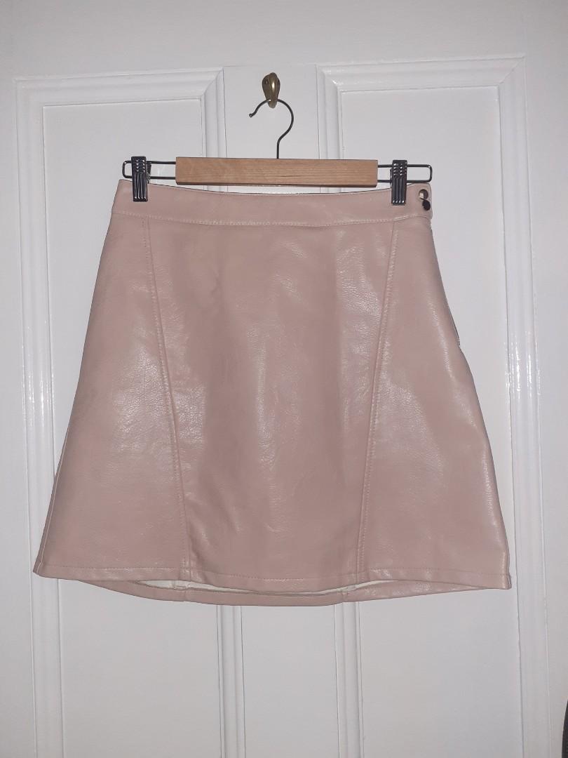 Zara pink leather skirt top