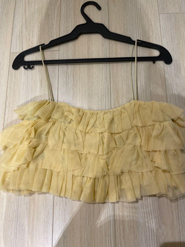 Zara yellow ruffle sales top