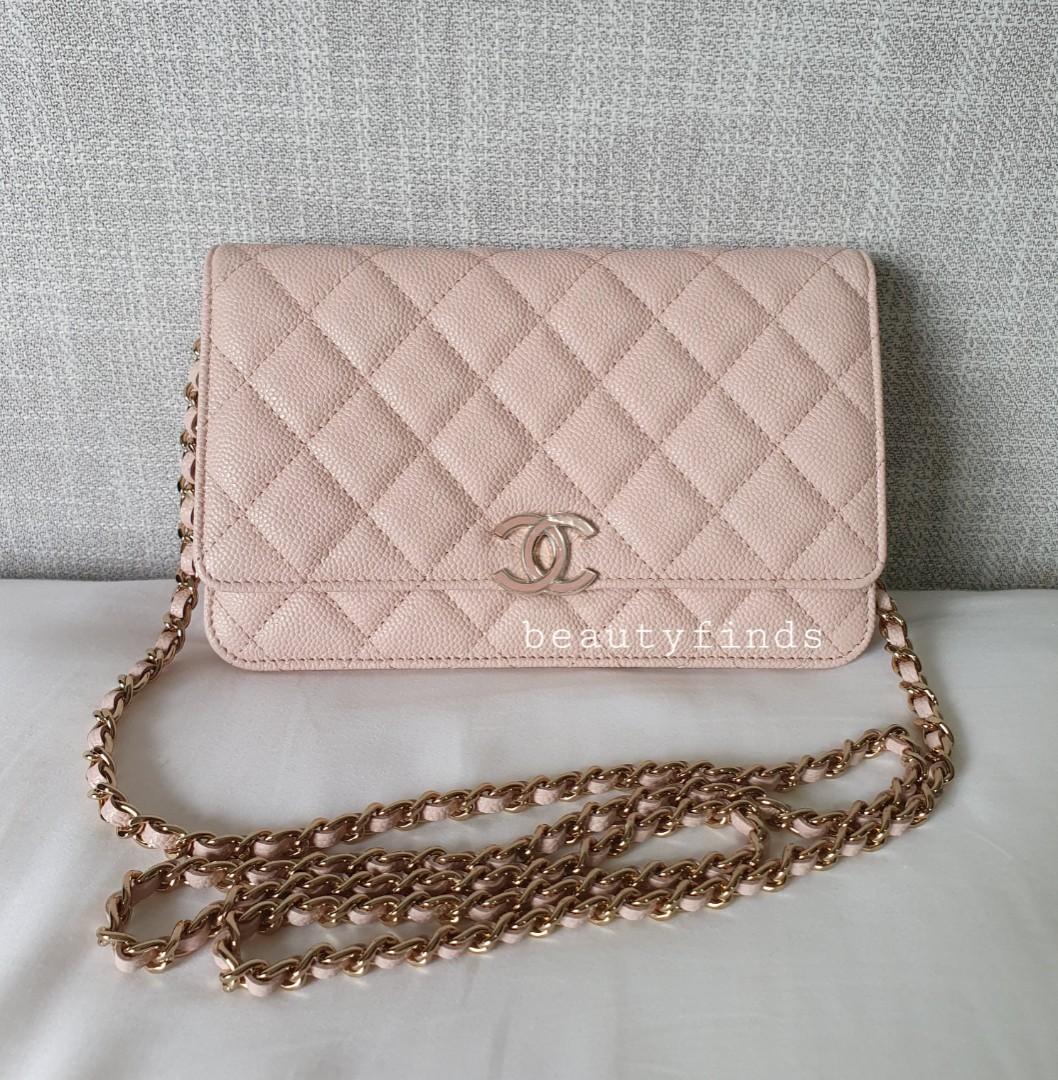 CHANEL Caviar Quilted Wallet On Chain WOC Beige Clair 257549