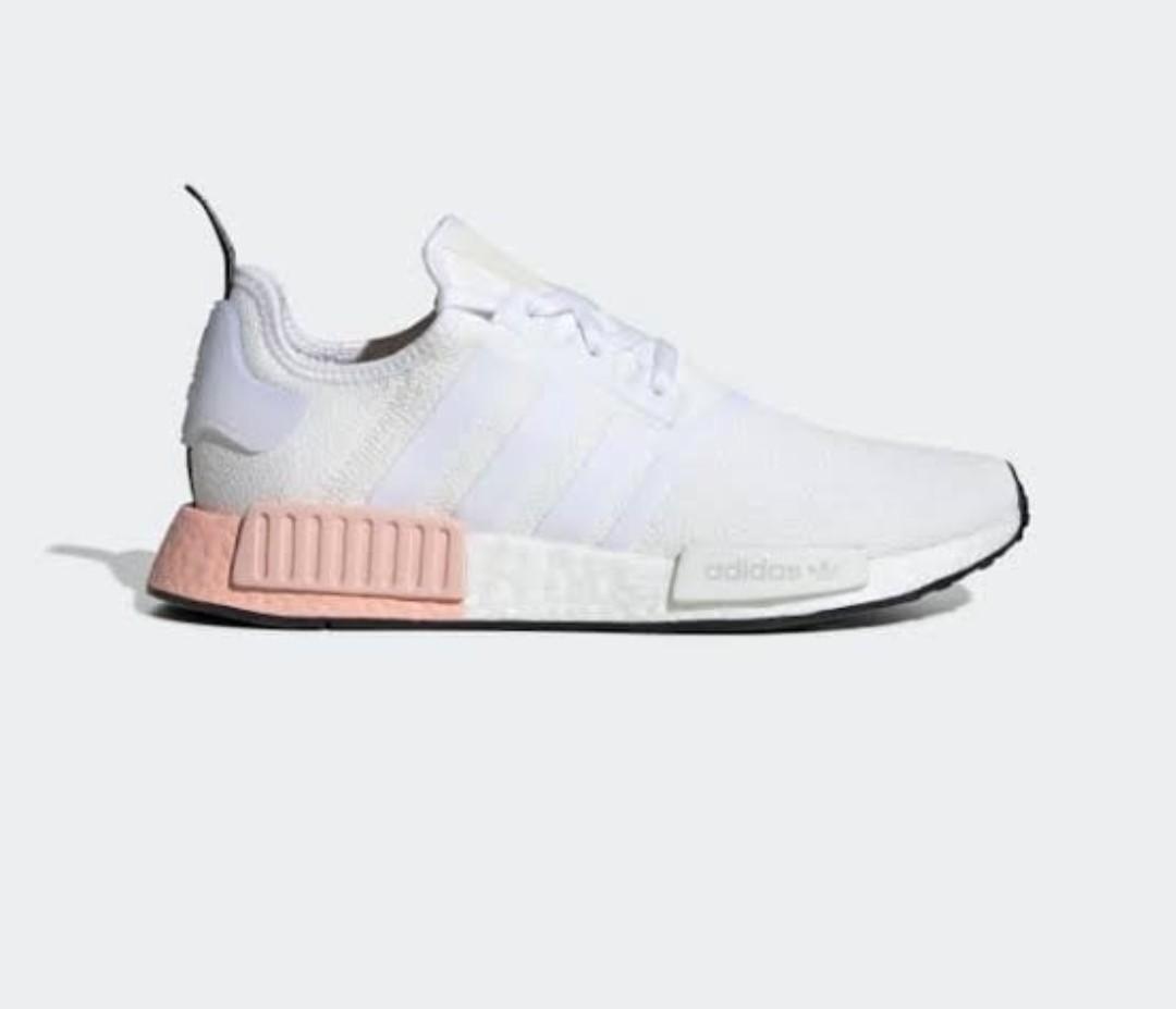 Adidas NMD R1 white pink original BNIB, Fesyen Pria, Sepatu , Sneakers di  Carousell