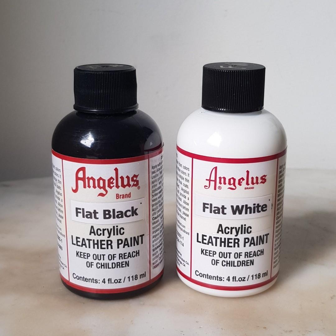 Angelus FLAT BLACK+FLAT WHITE Leather Paint - 1 fl.oz