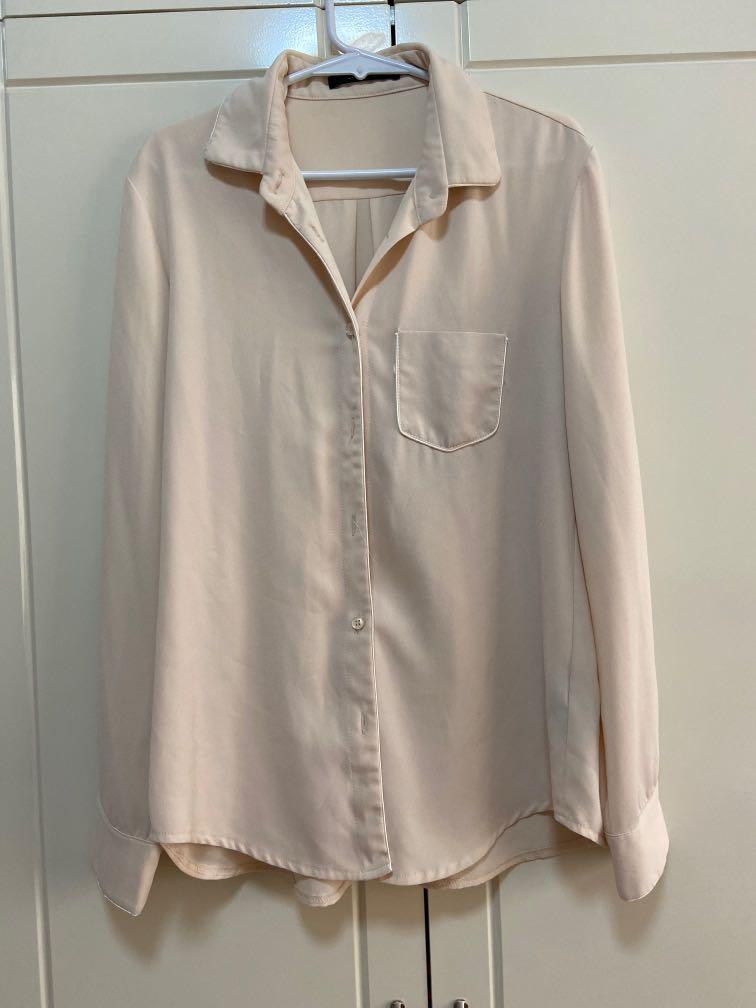 Beige long deals sleeve polo