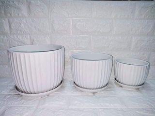 Ceramic Pots Set of 3 with Different Sizes