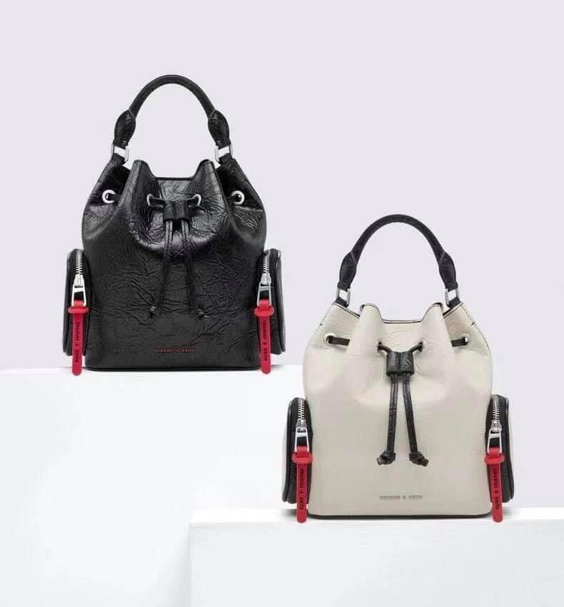 Charles and Keith Wrinkled Effect Drawstring Bucket Bag Women s Fashion Bags Wallets Cross body Bags on Carousell