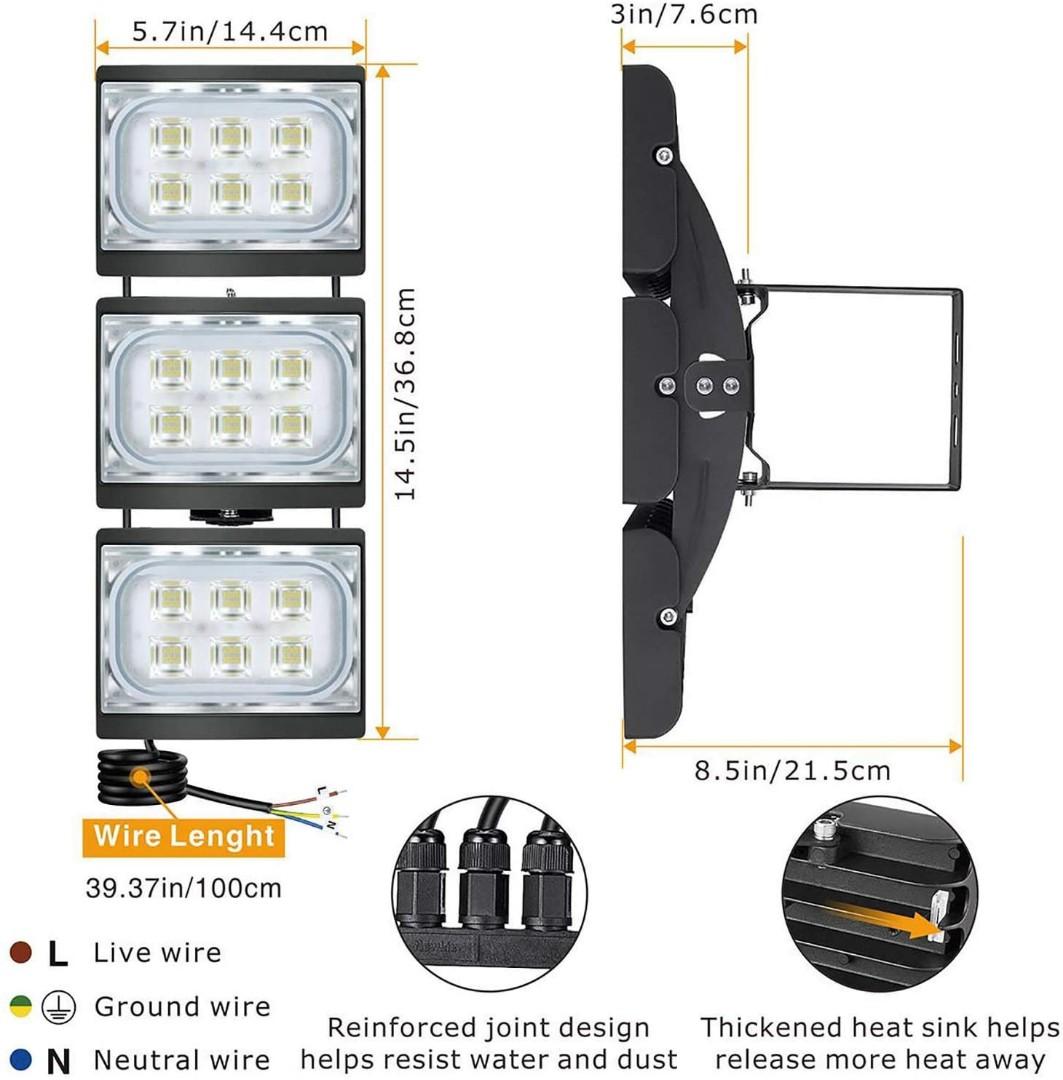 CHICLUX LED Floodlights, 90W 8100lm Security Lights with 330°Wide Lighting  Area, OSRAM LED Chips, 6000K Daylight, Adjustable Heads, IP66 Waterproof  Outdoor Floodlight for Yard, Garden, Garage, Furniture  Home Living,  Lighting 