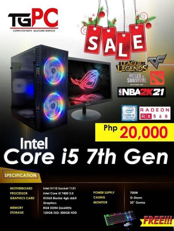 Core i5 7th gen! ATI RX560 4gb (Category: Desktops) located in Quezon City. Submitted by ayagilcerezo (Listing ID 1062635032, Image 1). Description: Brand new affordable budget meal gaming desktop set Powered by: Core i5 7th gen! ATI RX560 4gb 🦾Design for AAA GAMES 🦾Good for heavy gamers 🦾Good for work at home 🦾Good for study at home This is all brand new set 💯 Under 6mos warranty 💯 Specification : Core i5 7th generation intel processor Amd