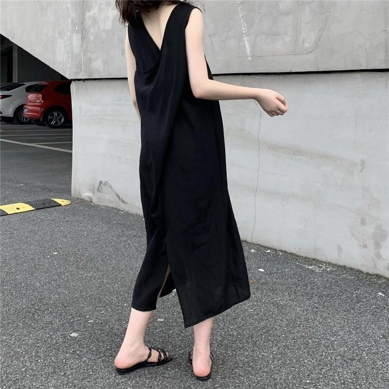 criss cross back black dress