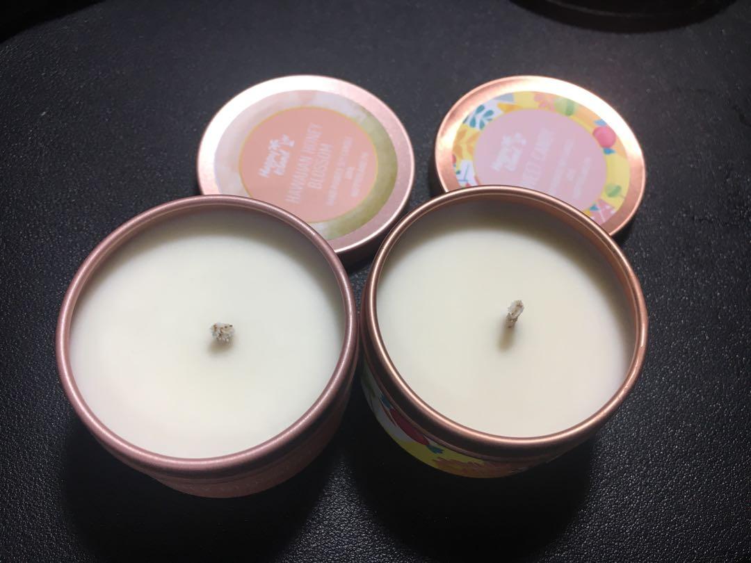 Happy Island Soy Candles (Category: Everything Else Others) located in Rizal. Submitted by rdm087 (Listing ID 1062662499, Image 3). Description: Happy Island Soy Candles P180 per candle P350 for both candles 2 scents: Sweet Candy Hawaiian Honey Blossom 60ml each (small size!) Brand new, opened only for inspection Bought at Zalora for P230 each.
