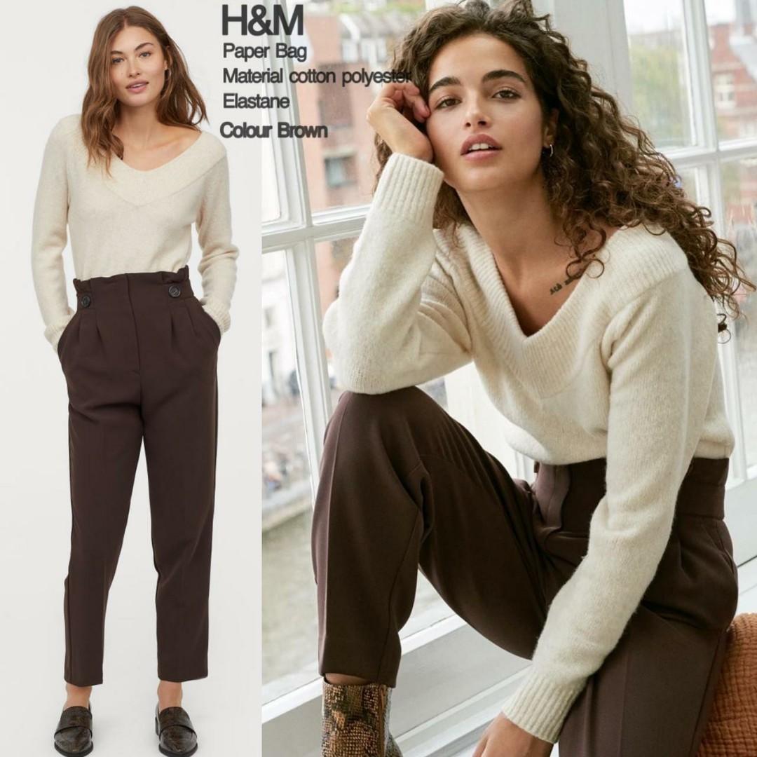 H\u0026m paperbag trousers pants, Fesyen 