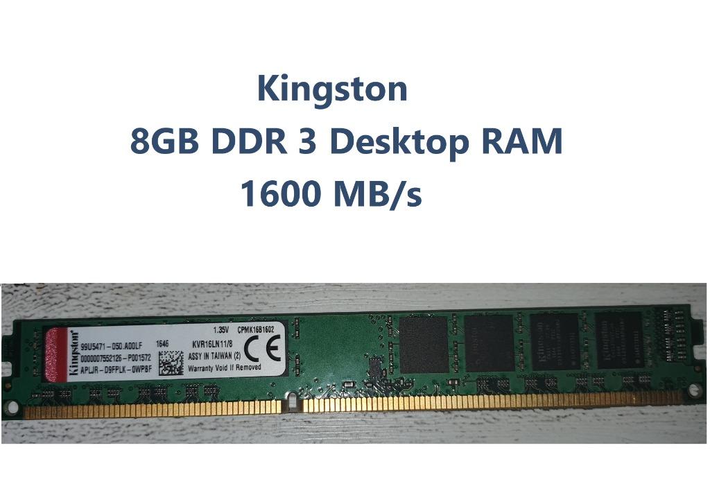 Kingston 8GB DDR3 Desktop RAM 1600 MB s