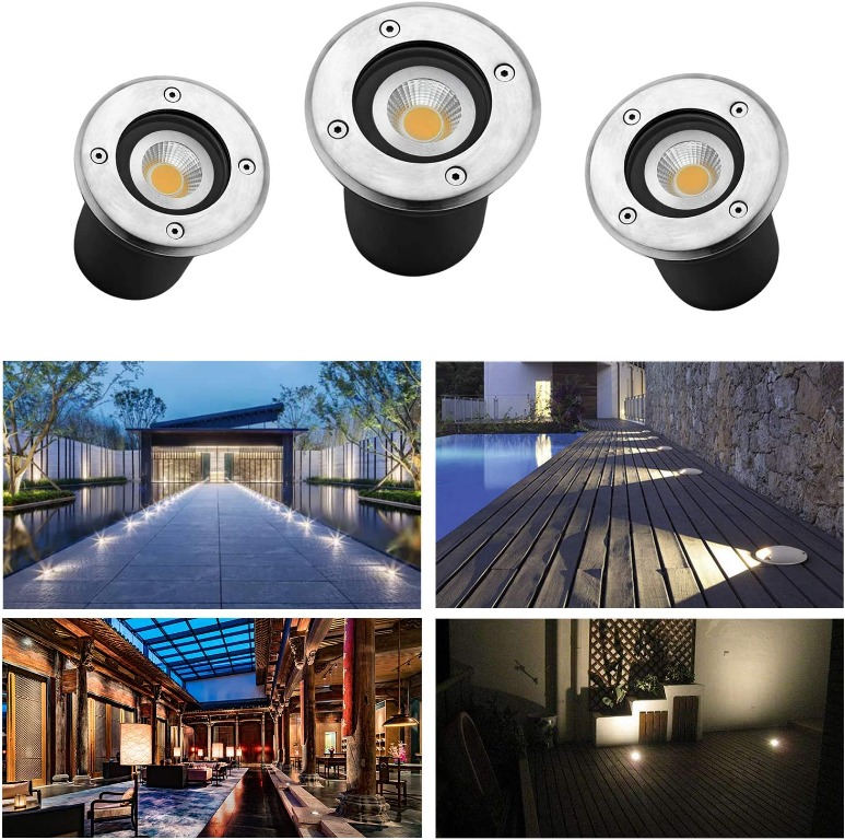 3W LED Embedded Underground Light Deck Spotlight Stainless Steel Panel Compression Recessed Lamp for Square Driveway Garden Small Ground Light Color : Blue Light