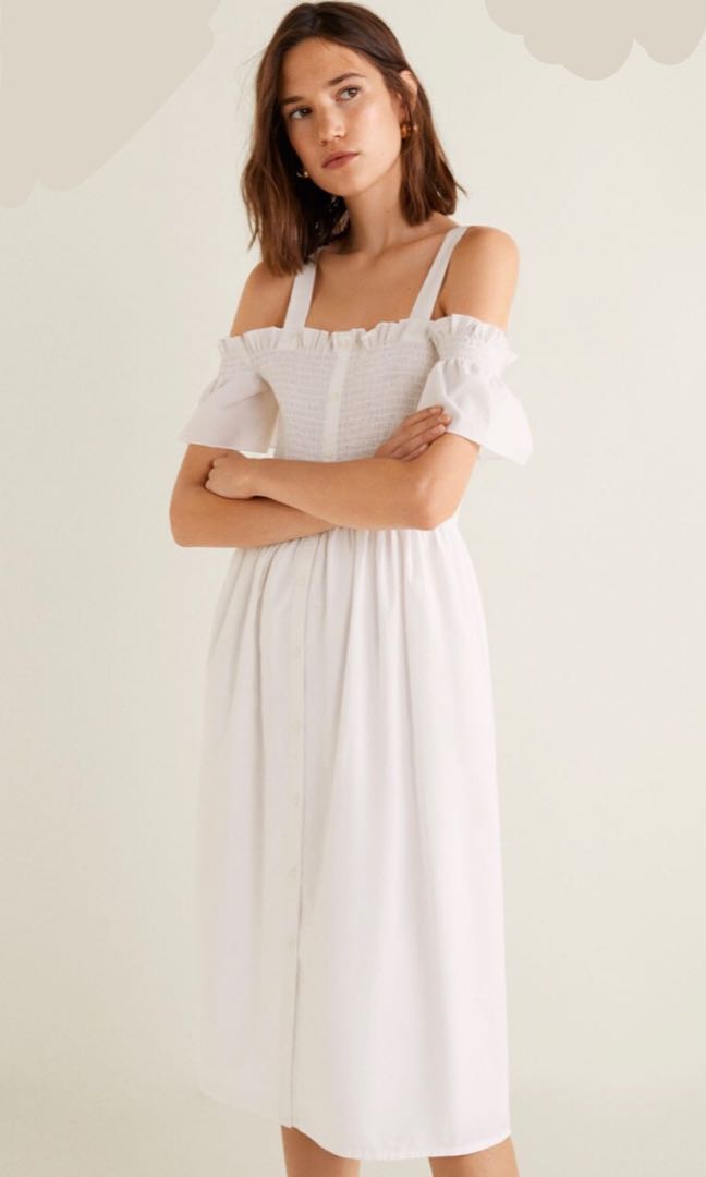 Mango cold shoulder dress sales
