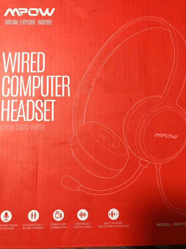 wired computer headset mpow