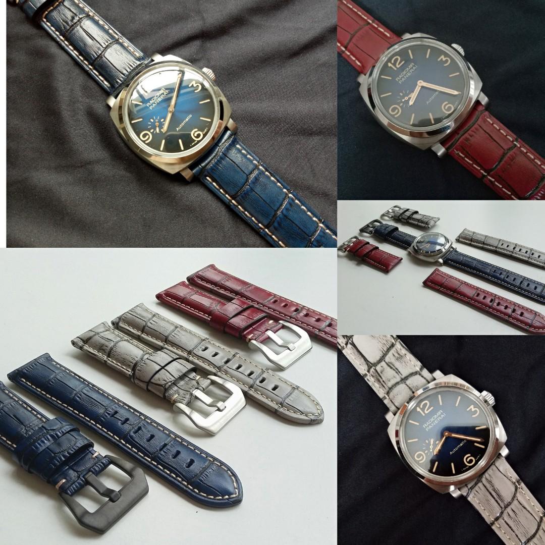 NEW 20/22/24/26MM LEATHER STRAP WITH STEEL PRE V BUCKLE FOR