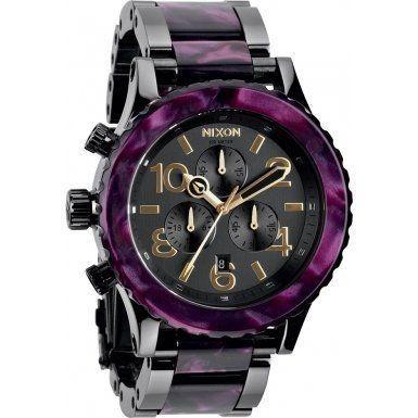 NIXON 48 20 Chronograph Gun Metal Velvet Unisex Watch A037 1345