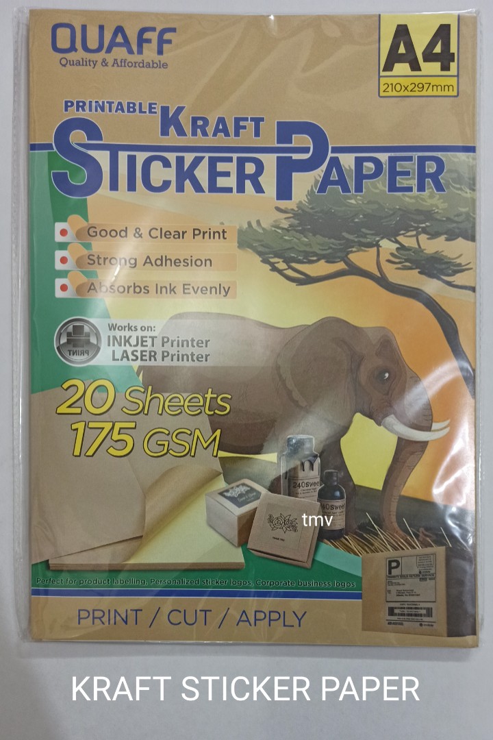 Printable Kraft (Brown) Sticker Paper A4, Hobbies & Toys, Stationary