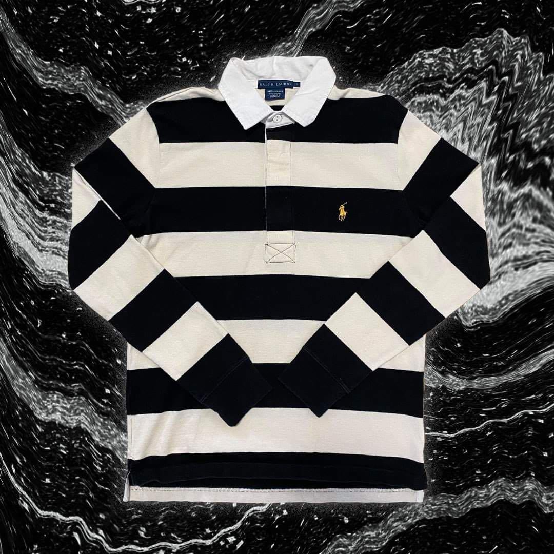 Ralph Lauren Rugby shirt black white stripe, Men's Fashion, Tops & Sets,  Tshirts & Polo Shirts on Carousell