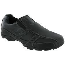 skechers mens black leather trainers