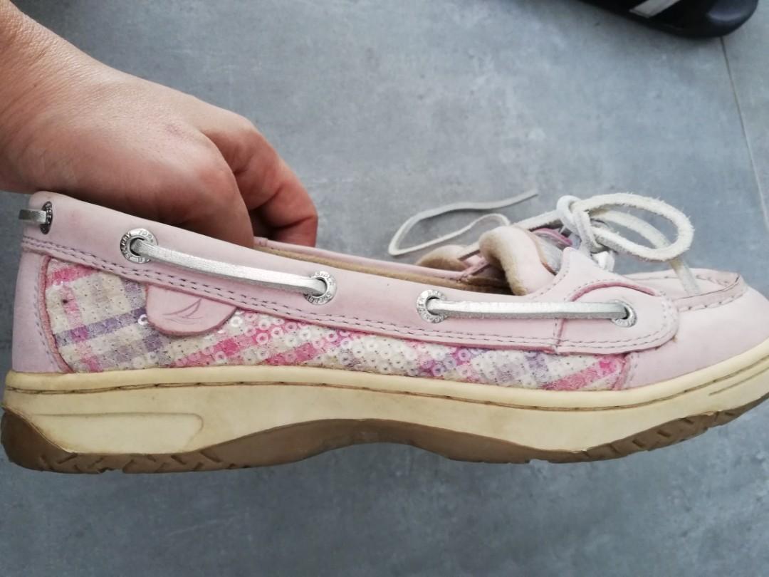 Pink sequin sperrys deals
