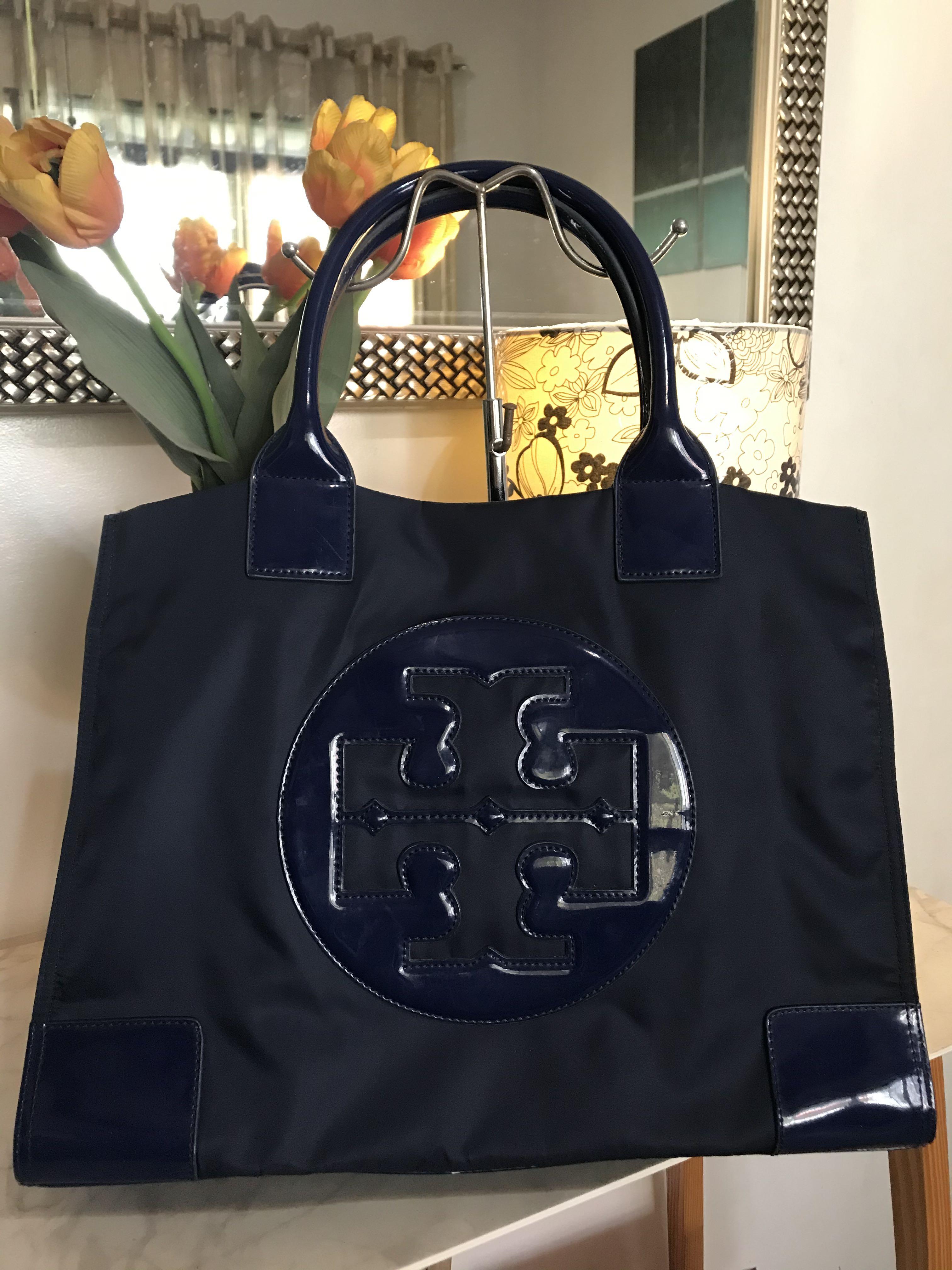 Tory Burch Navy Blue Ella Tote, Women's Fashion, Bags & Wallets, Tote Bags  on Carousell