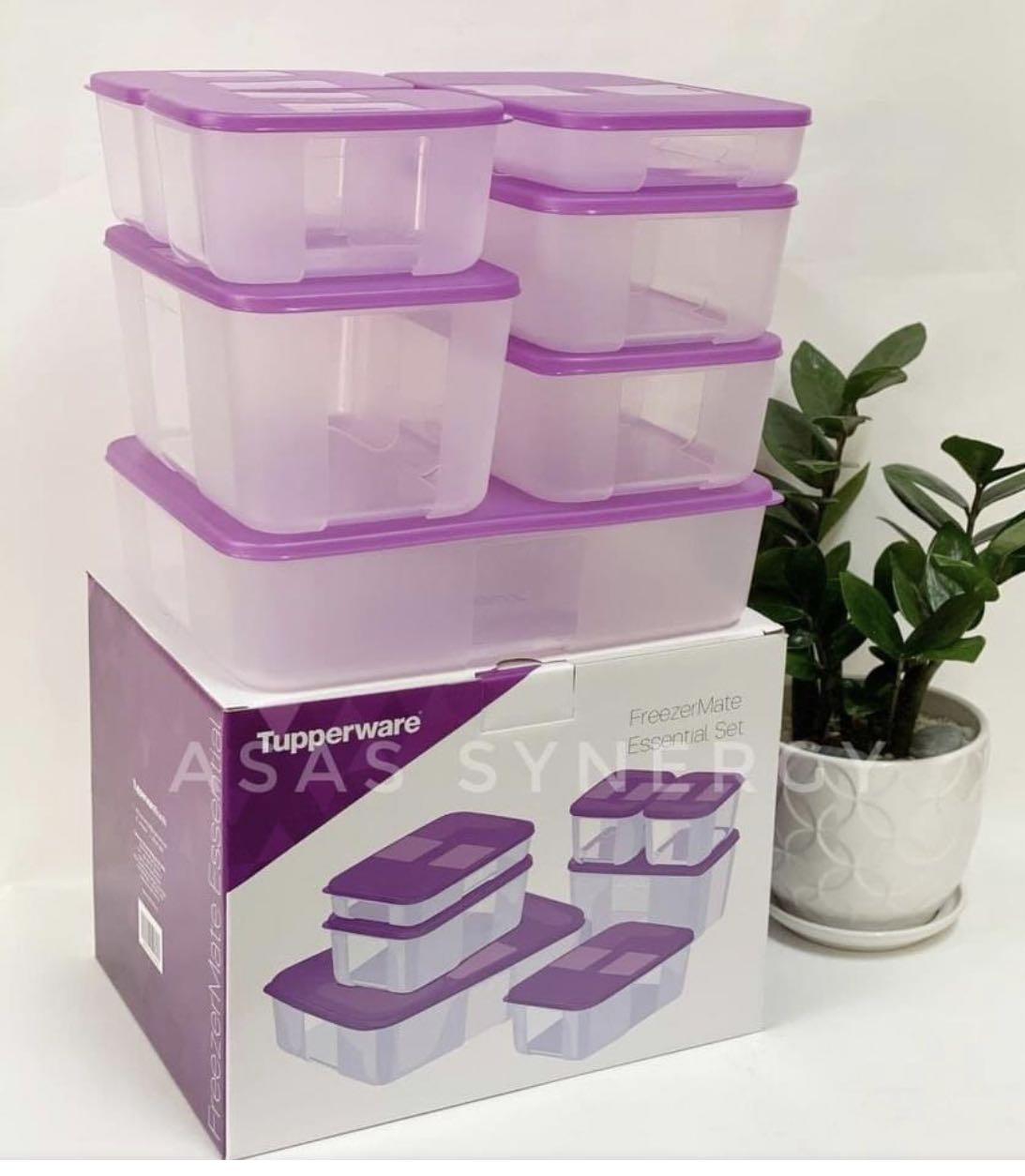 Tupperware FreezerMate Essential Set Free Shipping Set of 7 - Purple Lids 