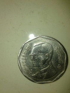 Uang koin kuno 5 Baht  Tahun 1988.