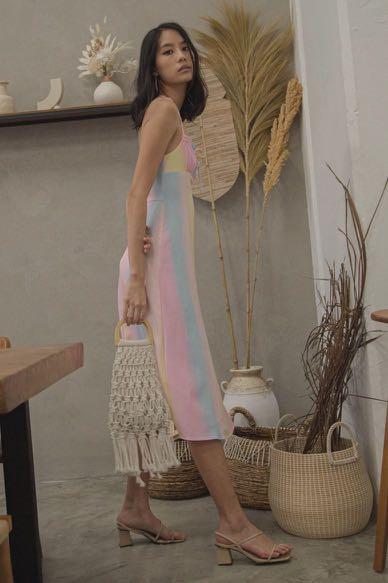 pastel rainbow midi dress