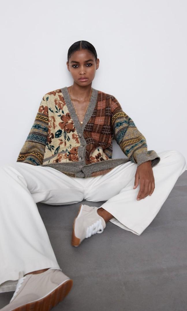 long jacquard cardigan zara