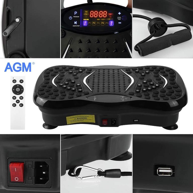 9988 AGM Vibration Power Plates Vibration Plate Machine with Bluetooth Speaker 5 Program Modes 2 Resistance Bands Vibration Fitness Trainer For Weight Loss Body Toning 330lb Max Load Health Nutrition
